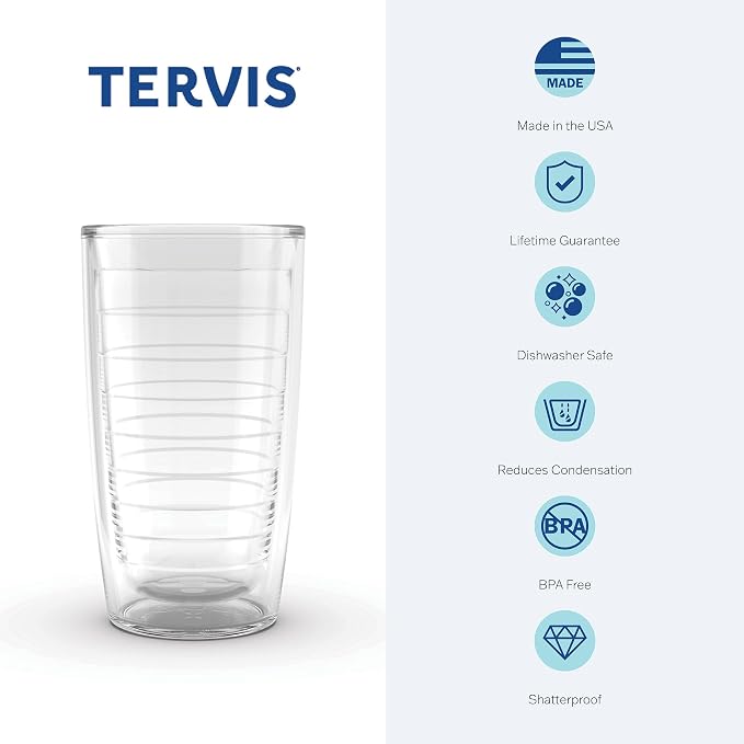 Tervis Wildflower Crystal Collection Made in USA Double Walled Insulated Tumbler Travel Cup Keeps Drinks Cold & Hot, 16oz, Clover and Poppy