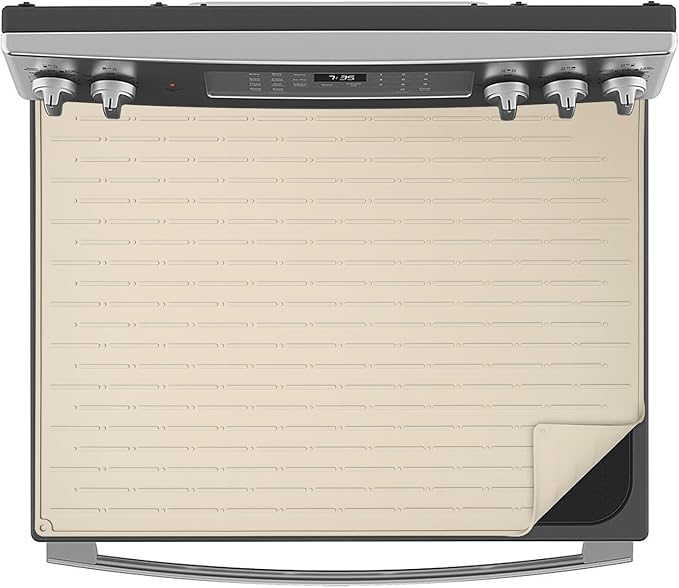 Cook's Aid Stove Top Cover for Electric Stove - Silicone Stove Mat for Glass Top Stove, Glass Cooktop Protector, Dish Mat Drying Kitchen Mat (Elegant Beige, 20x28 Inch)