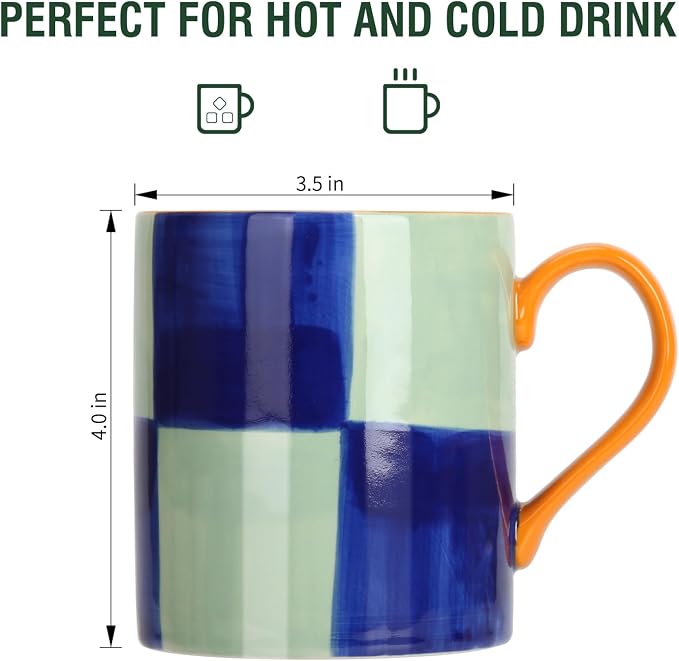Koja 16 oz Premium Hand Painted Porcelain Ceramic Mug Set, Large Coffee & Tea Mugs, Elegant Decorative Durable Stoneware Microwave Safe Drinkware for Home Kitchen, Great Coffee Lovers Gift, 4-Pack