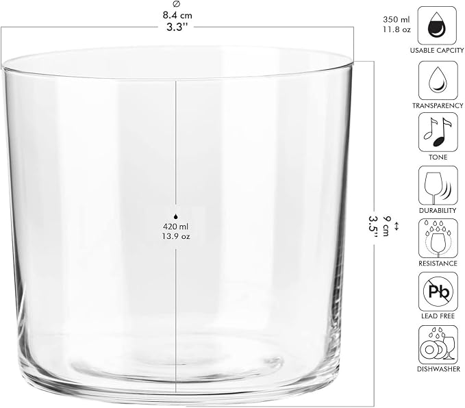 Krosno Cider Drinking Glasses Set of 6 – 14.2 oz Tumblers for Water, Juice & Cocktails, Mixology Collection, Ultra-Thin Clear Glassware, Lightweight Everyday Glasses, Dishwasher Safe