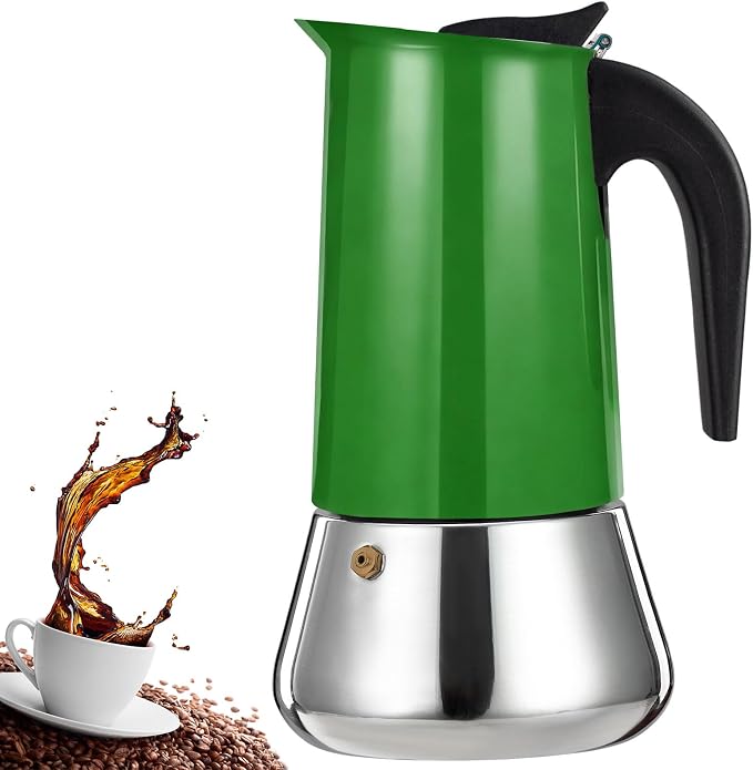 12 Cup Stovetop Espresso Maker Stainless Steel Moka Pot Stove Top Percolator Italian Coffee Makers Capable Mocha Greca Machine Cafe Classic Induction Cookers for Home and Camping 600ml 20oz
