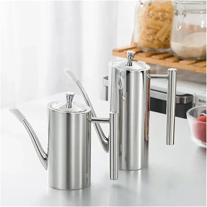 500/700ml Oil Pot 304 Stainless Steel Leak proof Vinegar Oil Bottle Storage Container Home Kitchen Utensils(Straight-500ml)