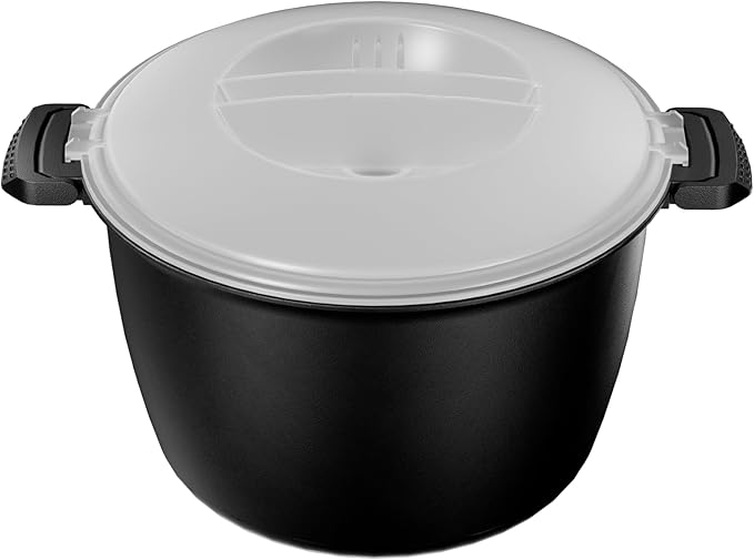 Large Microwave Cookware Steamer 3 Quart - AJXX Micro Cookware Vegetable Steamer for Cooking, Microwave Cooker with Food Container, Removable Filter and Lockab - BPA Free, Dishwasher Safe