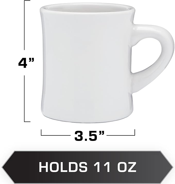 COLETTI Diner Coffee Mugs — Restaurant Coffee Mugs, Retro Coffee Mug – Sturdy & Heavy Diner Mug – Nostalgia in Every Sip [White, 11 oz, Set of 6]