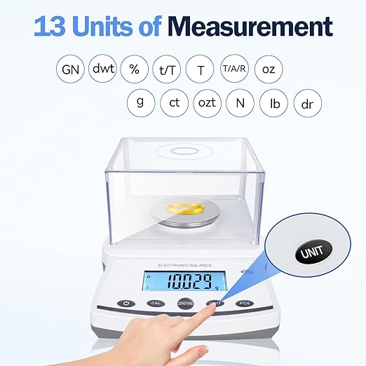 Lab Analytical Balance Scale 500g x 0.001g High Precision Laboratory Analytical Scale with Windshield, RS232 Interface – Lab Jewelry Scientific Use （Stainless Steel Weighing Pan）