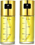 Glass Oil Sprayer Cooking Spray Mister Fit For Salad BBQ Kitchen Baking Empty Vinegar Bottle(Golden-2PCS)