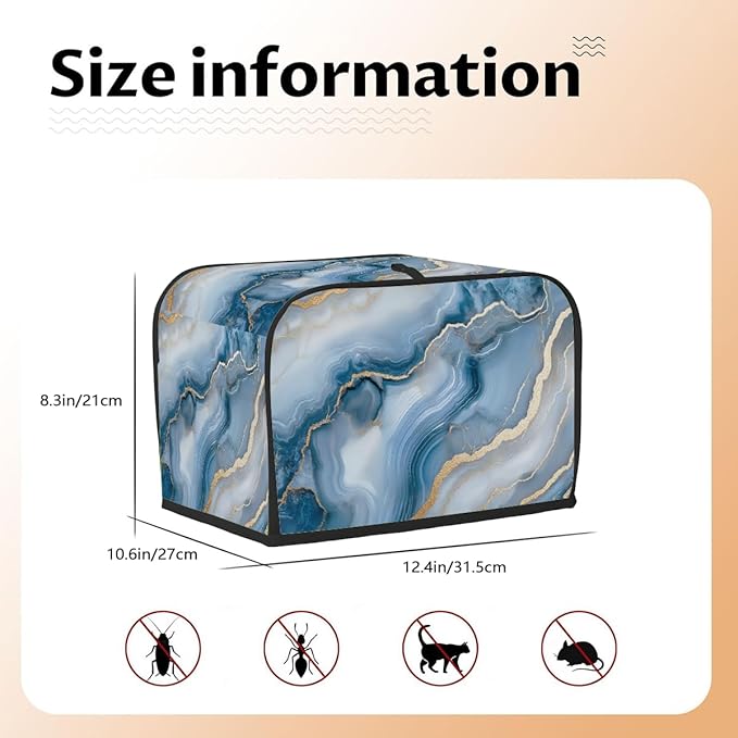 4 Slice Blue Marble Beautiful Toaster Cover Dust And Fingerprint Bread Maker Cover Bakeware Protector Washable Appliance Covers Kitchen Accessories For Home Kitchen Women Gift