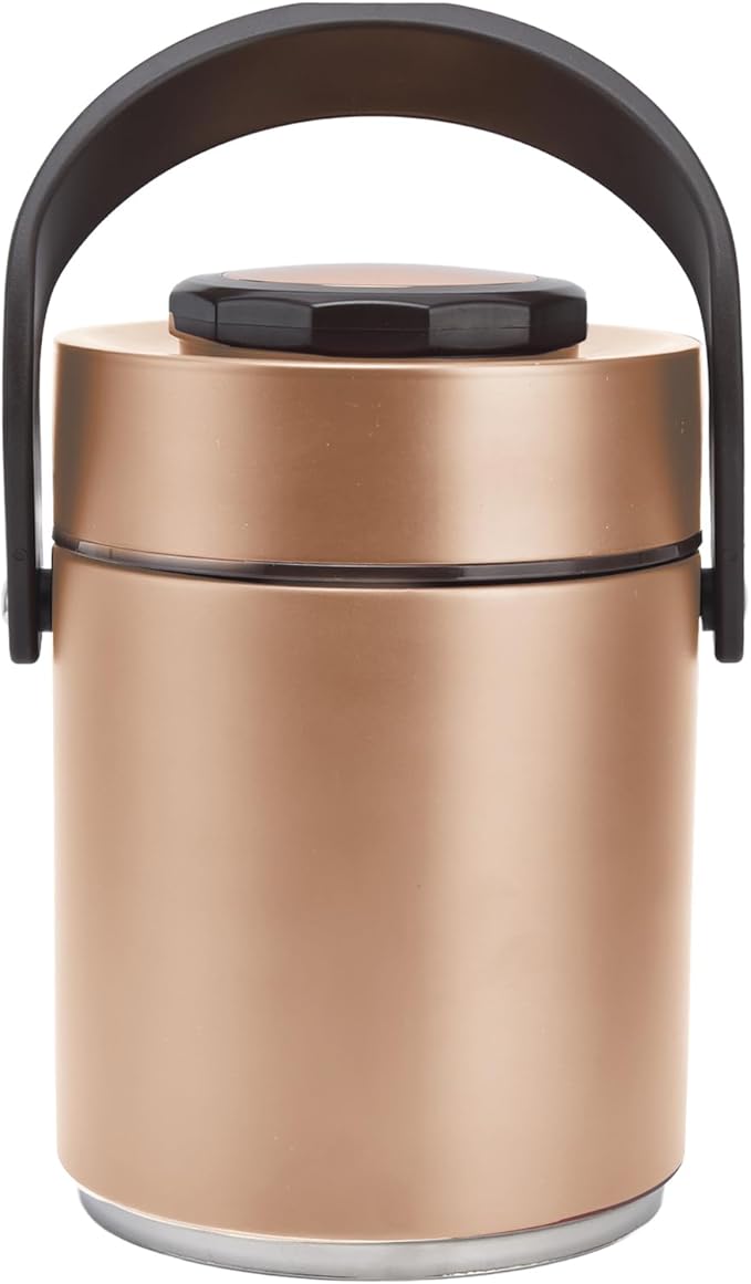 Straight Empty Food Holder Stainless Steel Lunch Box Bento Box Snack Containers Insulation Lunch Box High Capacity 1.5l Stainless Steel Portable Heat Preservation Vacuum Bento Box For Adults(Gold)