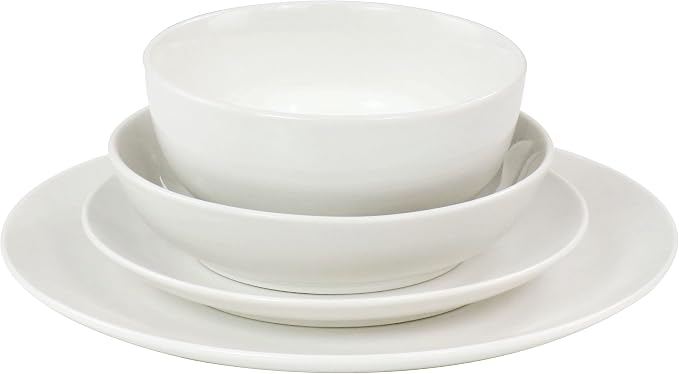 Elama Camellia 16 Piece Porcelain Double Bowl Dinnerware Set