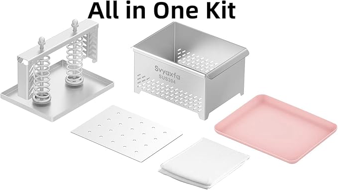 Tofu Press Stainless Steel Tofu press Paneer Maker Cheese Press - Quick Water Removal in 10-30 Mins - Perfect for Silken, Firm or Extra Firm Tofu - BPA Free Dishwasher Safe Food Strainer XL