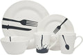 Godinger Dinnerware Set, Dinner Plates, Salad & Appetizer Plates, Cereal Bowl & Coffee Mugs, Porcelain Dinnerware, Acme Collection, 16 Piece Set
