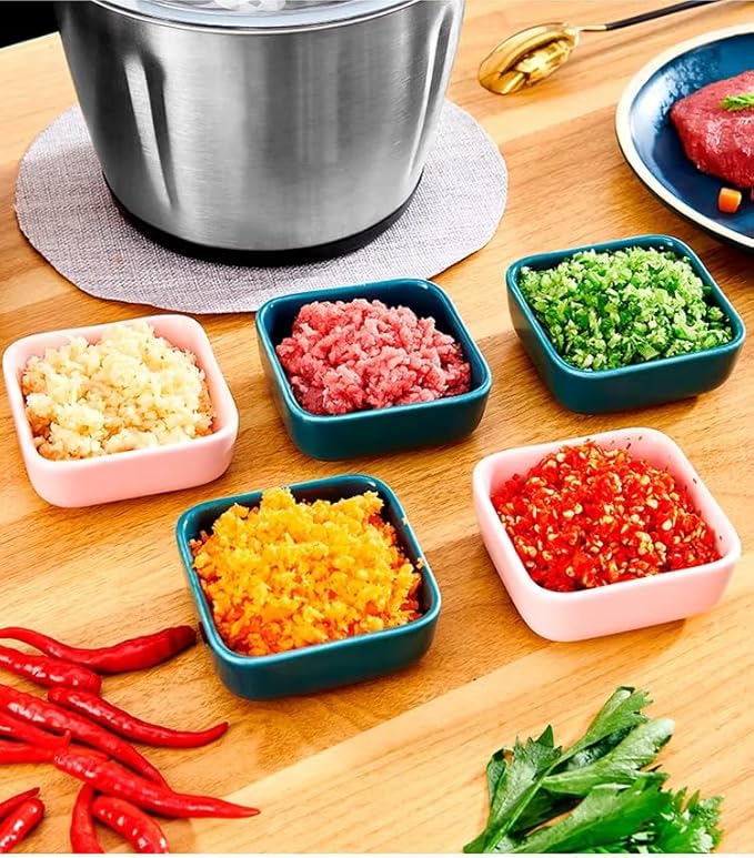 Procesador de alimentos, potente picadora de carne de 2.L. 300 W, cuenco de acero inoxidable de 3 modos de velocidad, 4 cuchillas de dos niveles para cebolla, carne, nueces, frutas, ajo,
