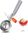 Reallnaive 1 Pcs Release Cookie Scoops Ice Cream Scooper with Trigger Release Portion Scoop Stainless Steel for Portion Control, Baking Food, Cookie Dough (4 oz,Gray)