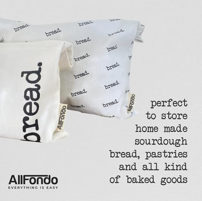 2 Pack XL Reusable Sourdough Bread Bags | Beeswax Bags for Homemade Bread | Cotton Beeswax Lined bags for Sourdough | Storage Accessories | Hook & Loop Fastener | 2 layers