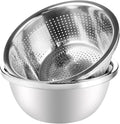 Linkidea 304 Stainless Steel Colander with Bowl Set of 2, Kitchen Strainer, Washer, Drainer Basket with Basin for Vegetable, Fruits, Pasta, Salad Mixing, Food Prep, Heavy Duty & Dishwasher Safe