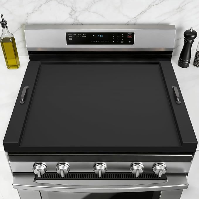 DUMOS Noodle Board Stove Cover with Handles, Wooden Stove Top Cover for Gas Electric Glass Stove, 22 x 29.5 inch(Black)