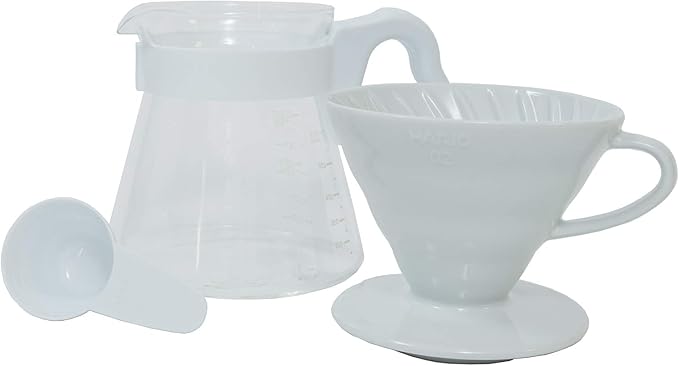 Hario "Simply Hario" Ceramic Pour Over Coffee Set, Size 02, White