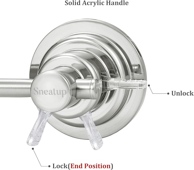 Sneatup Suction Cup Extendable 17-29" Stainless Steel Towel Bar (Brushed Nickel)