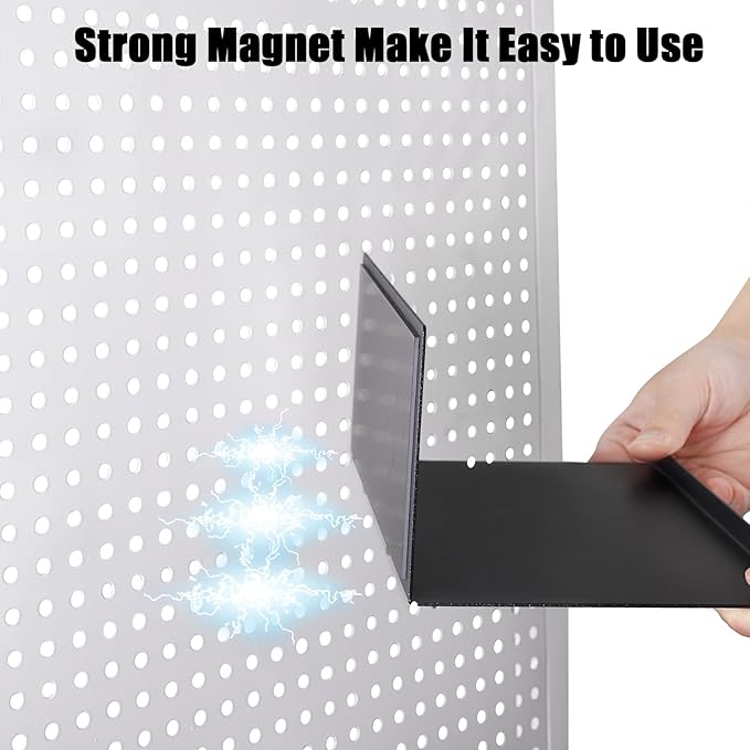 Kokone Medium Magnetic Pegboard Shelves 6 Pack - Steel, Black - Pegboard Accessories for Storage & Display