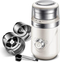 SHARDOR Electric Super Silent Blade Coffee Grinder, Timed Grind Control Rotary Knob, Adjustable Coarse to Fine for Coffee Beans, Spices & Herbs, with 2 Removable Stainless Steel Bowl, Cream