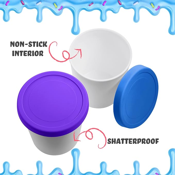Nuenen 5 Pack Ice Cream Containers 1Qt Freezer Storage Tubs with Silicone Lids and Spoon for Homemade Ice Cream Reusable, Sorbet Dishwasher Safe (Dark Series Colors)