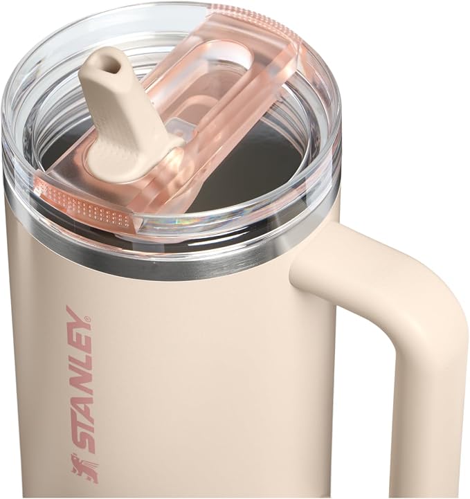 STANLEY Quencher ProTour Flip Straw Tumbler with Leakproof Lid 40 oz | Built-in Straw and Handle | Cup Holder Compatible for Travel | insulated Stainless Steel Cup | BPA-Free | Champagne