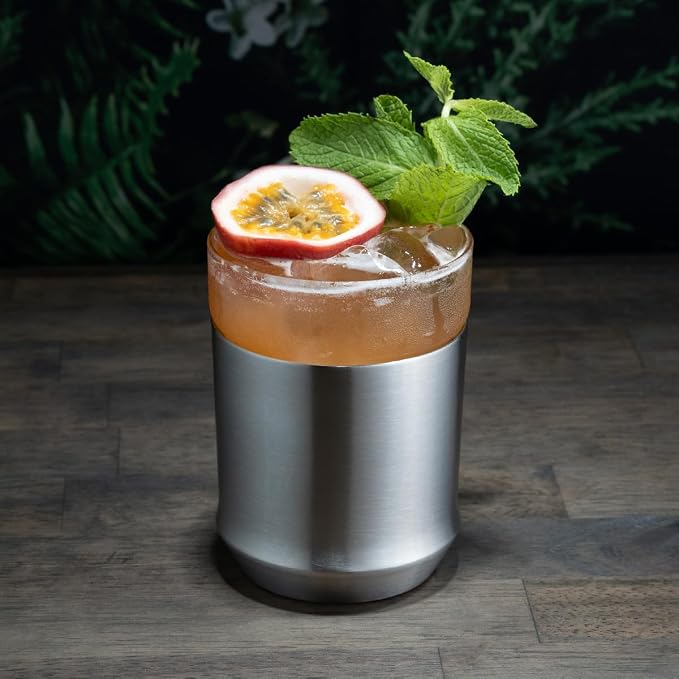 Elevated Craft Hybrid Rocks Glass Premium Vacuum Insulated Steel Base with Removable Insert - 12oz Cocktail Glass, Double Old Fashioned Lowball for Margaritas, Bourbon, Whiskey - Steel