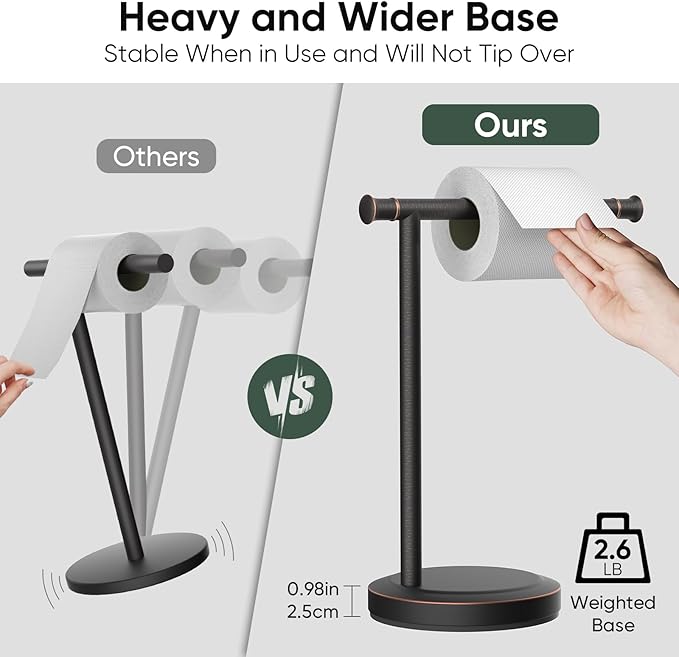 Hoimpro 13" Oil Rubbed Bronze Stand Hand Towel Holder Bathroom Kitchen Countertop Towel Rack Towel Bar Ring Free Standing Counter T Bath Accessories Freestanding Vanity Sink Hardware Stainless Steel
