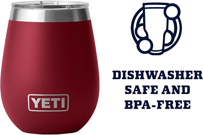 YETI Rambler 10 oz Wine Tumbler, Vacuum Insulated, Stainless Steel with MagSlider Lid, Harvest Red