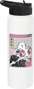 Surfing Ghost Strawberry Milk Cartons Anime Kawaii Vaporwave Stainless Steel Insulated Water Bottle