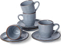 famiware Ocean Espresso Cups with Saucers Set of 4, 3.34oz Espresso Cup Set, Coffee Mug Set for Latte, Macchiato, Stoneware Demitasse Cups Set for Cafe, Microwave&Dishwasher Safe, Blue