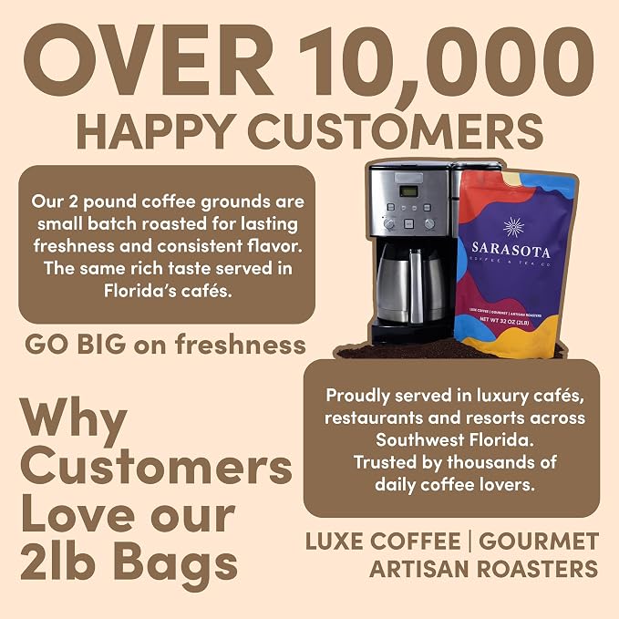 2 lb Vanilla Hazelnut Ground Coffee | Vanilla & Hazelnut Flavored Coffee Medium Roast | Bulk Sweet Nutty Flavored Ground | Specialty Grade | 32 oz
