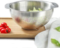 18/8 Stainless Steel Microwell Colander, 5QT Large Capacity with Handle Kitchen Food Strainer Basket for Washing Vegetables, Fruits, Rice, and Pasta (primary colour, 5QT)