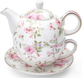 Tea Cup Set Ceramic Including 1 Teapot with lid 1 Tea Cup with 1 Sauser (Cg1)
