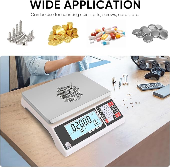 Industrial Counting Scale 30kg/0.5g Precision Electronic Gram Scale for Parts and Coins Piece Counting Scale, Digital Inventory Counting Scale (g/kg/lb)