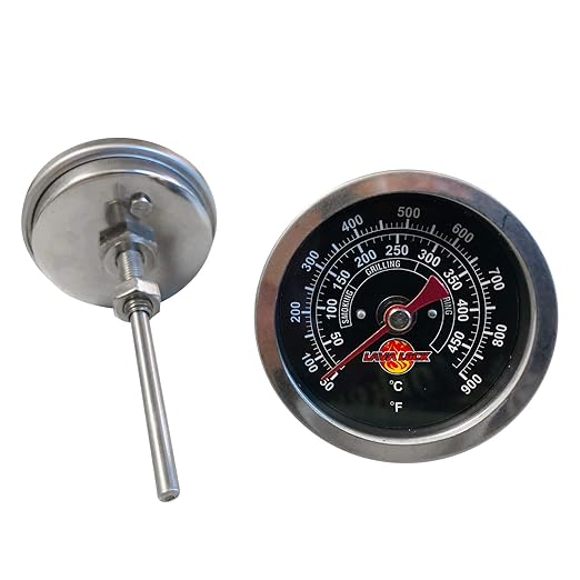 Black Face BBQ Grill Thermometer 50F-900F High Temp Range Heavy Duty Premium Quality Smoker Thermo 2 Inch or 3" with M8 or 1/2 NPT Thread (2 in. Black Face)