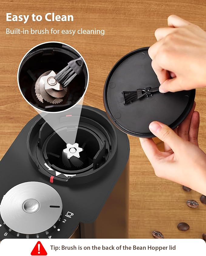 Aromaster Burr Coffee Grinder,Adjustable 2-12 Cups Timer, Black