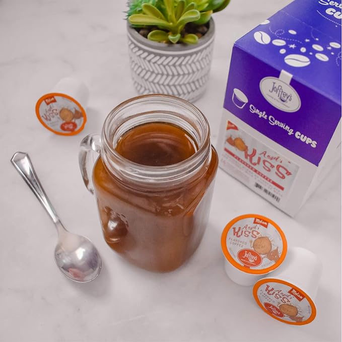 Joffrey's Coffee - Angel's Kiss, Flavored Coffee, Artisan Medium Roast, Arabica Coffee Beans, Chocolate & Coconut Cream Flavor, K-Cup 2.0 Compatible (Single Serve Cup, 24 Count)