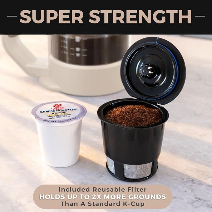 VINCI Micro Café Smallest Single-Serve Coffee Brewer | Compatible with Keurig K-Cups, K-Pods | Glass Carafe | Enclosed Brewing for Hotter Coffee | Large Capacity Reusable Filter Cup Included (White)