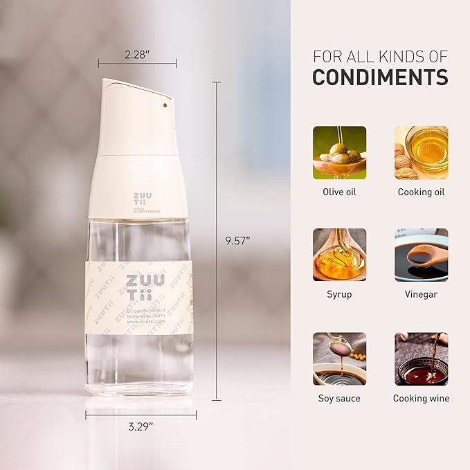 Zuutii Large Olive Oil Dispenser,Mini Oil Bottle Set,Oil Dispenser with Brush