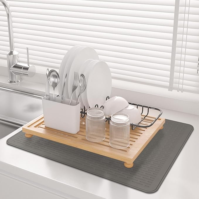 Stove Top Cover for Electric Stove- Range Covers for Electric Stove,Silicone XXL Dish Drying Mat, Glass Cooktop Covers, Flat RV Range top Mats (Gray, 28"x20")