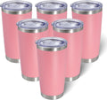 AIANJI 20oz Tumbler Bulk Stainless Steel Tumblers with Lid Vacuum Insulated Double Wall Travel Coffee Mug Powder Coated Tumbler Cup for Hot and Cold Drinks(Pink, 6 pack)