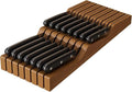 In-Drawer Knife Block Organizer - Bamboo Wood Drawer Knife Organizer-Protecting Knife Organizer Block (Not Included) (Brown, 15 Knives Dock)