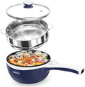 Dezin Hot Pot Electric with Steamer Upgraded, Non-Stick Sauté Pan, Rapid Noodles Electric Pot, 1.5L Mini Pot for Steak, Egg, Fried Rice, Ramen, Oatmeal, Soup with Power Adjustment