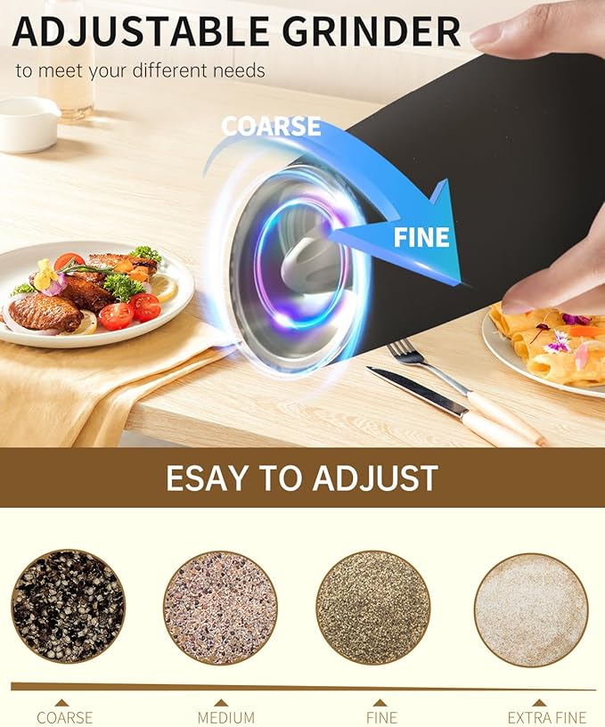 CIRCLE JOY Rechargeable Electric Salt and Pepper Grinder Set and Gravity Electric Salt and Pepper Grinder Set Rechargeable
