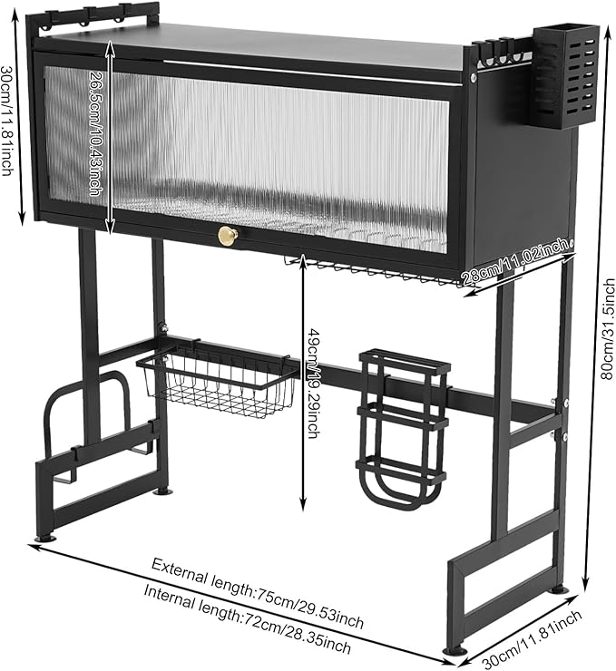 Dish Drying Rack, 75 Cabinet Door Sink Rack Drain Rack Storage Rack，Can Be Installed Over Sinks Less Than 28.35 Inches In Length