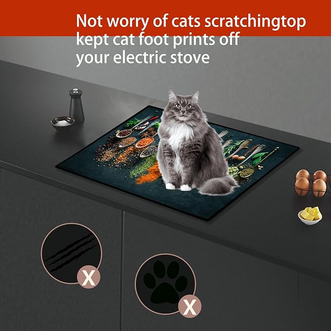 Stove Cover Stove Covers For Electric Stoves Foldable Multipurposeglass Top Protector Thick Natural Rubber Anti-Slip Coating Expands Usable Space (27.9inx20in) (Colorful spoon33)