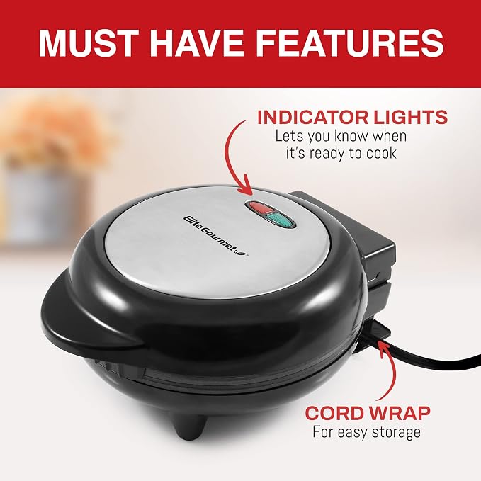 Elite Gourmet EOM205 Non-Stick Omelet, Frittata, Snack Pocket Maker, Dessert Maker & EGC115B Easy Egg Cooker Electric 7-Egg Capacity, Soft, Medium, Hard-Boiled Egg Cooker with Auto Shut-Off