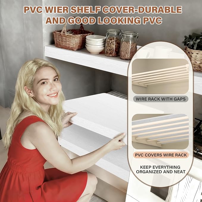 Wire Rack Covers for Shelves, 28*16 inch Wires Shelf Cover, Shelfs Covers for Wire Shelving, Easy to cut Install Wires Shelf 0.31-inch Thick Moisture Durable Shelfs Liner for Kitchen, Pantry White