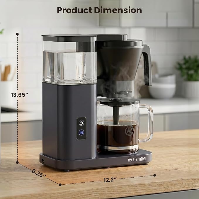 Kismile 8-Cup Coffee Maker, SCA Certified Hot & Cold Brew Coffee Machine, 6-Min Quick Brew, Magnetic Anti-Drip, Adjustable Flow Control, Keep Warm, Dishwasher Safe, DIY Manual Mode, Starry Gray